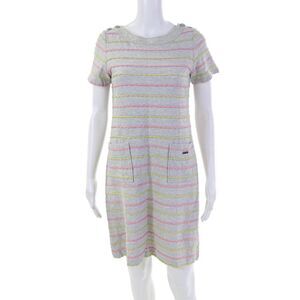 Courreges Womens Short Sleeves Shirt Dress Gray Multi Colored Size EUR 38